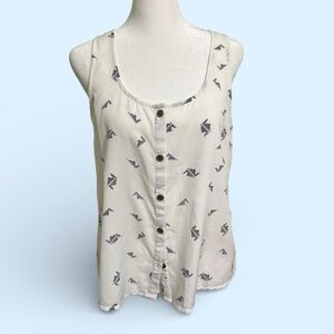 Charlotte Russe White and Black Patterned Tank Top